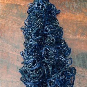 Beautiful navy & gold ruffle handmade scarf.